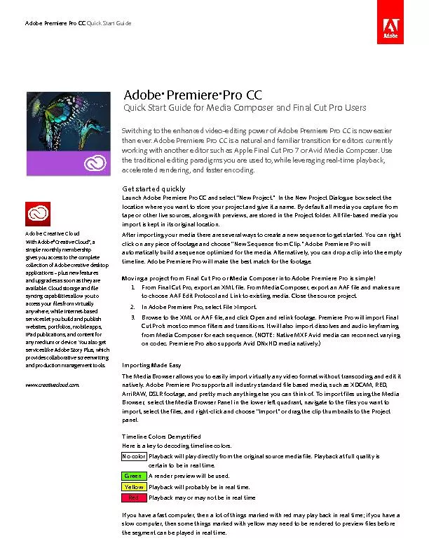 Switching to the enhanced video-editing power of Adobe Premiere Pro CC