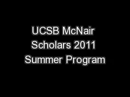 UCSB McNair Scholars 2011 Summer Program
