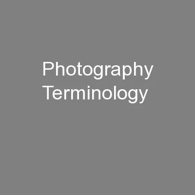 Photography Terminology