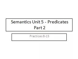 Semantics Unit 5 - Predicates    Part 2