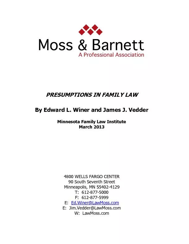 PRESUMPTIONS IN FAMILY LAW