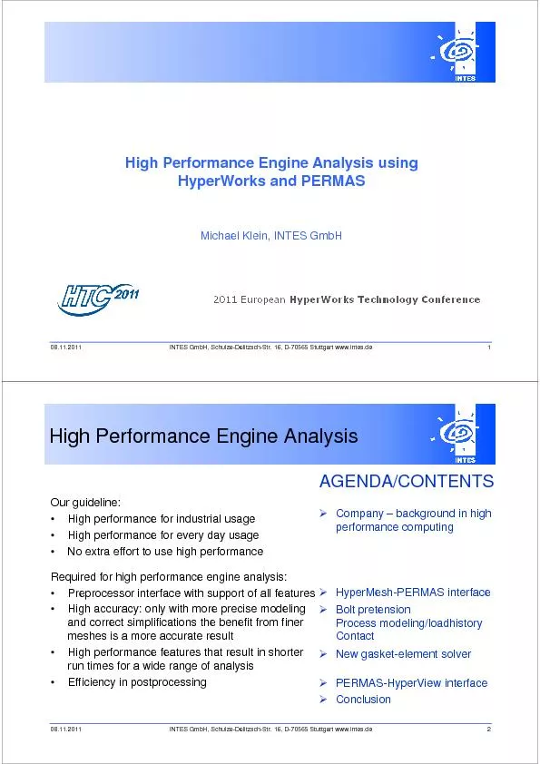 High Performance Engine Analysis using HyperWorks and PERMAS