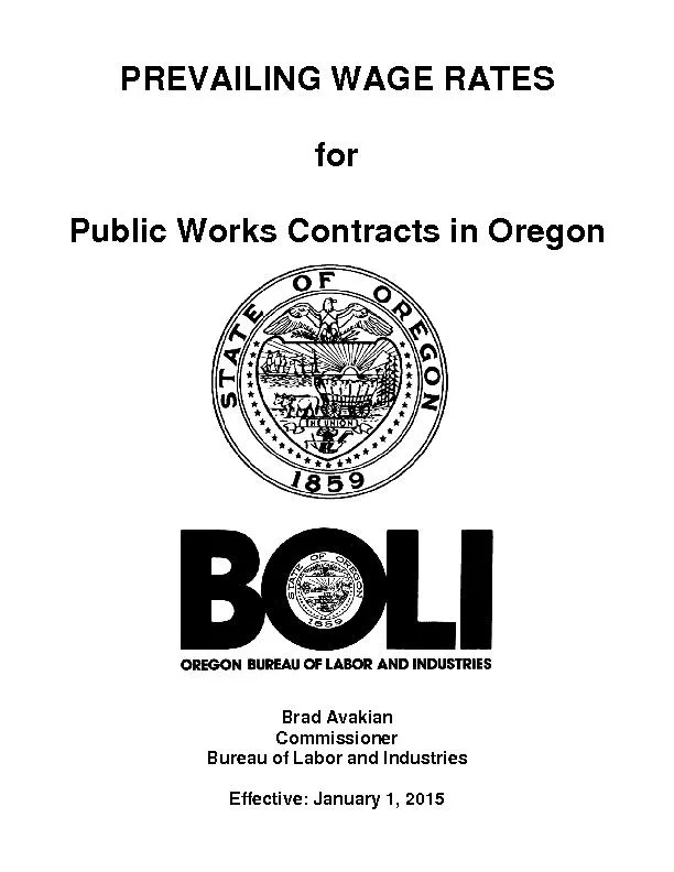 PREVAILING WAGE RATESforPublic Works Contracts in OregonBrad AvakianCo