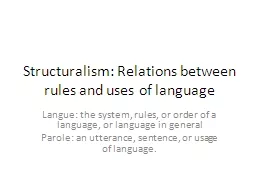 Structuralism: Relations between rules and uses of language