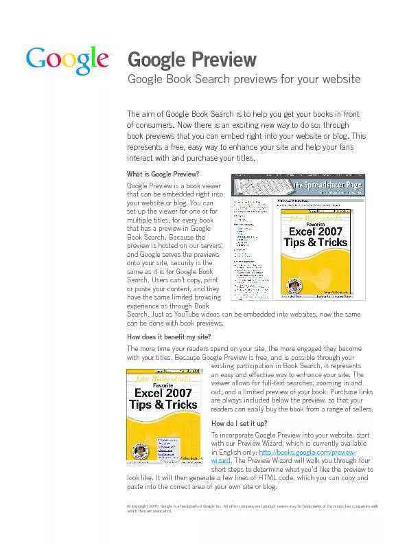 The aim of Google Book Search is to help you get your books in front