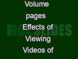 AGGRESSIVE BEHAVIOR Volume  pages   Effects of Viewing Videos of Bullghts on Spanish Children