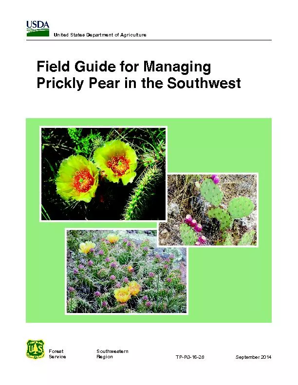 Field Guide for Managing  Prickly Pear in the Southwest