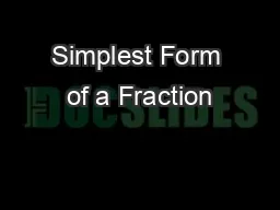 Simplest Form of a Fraction