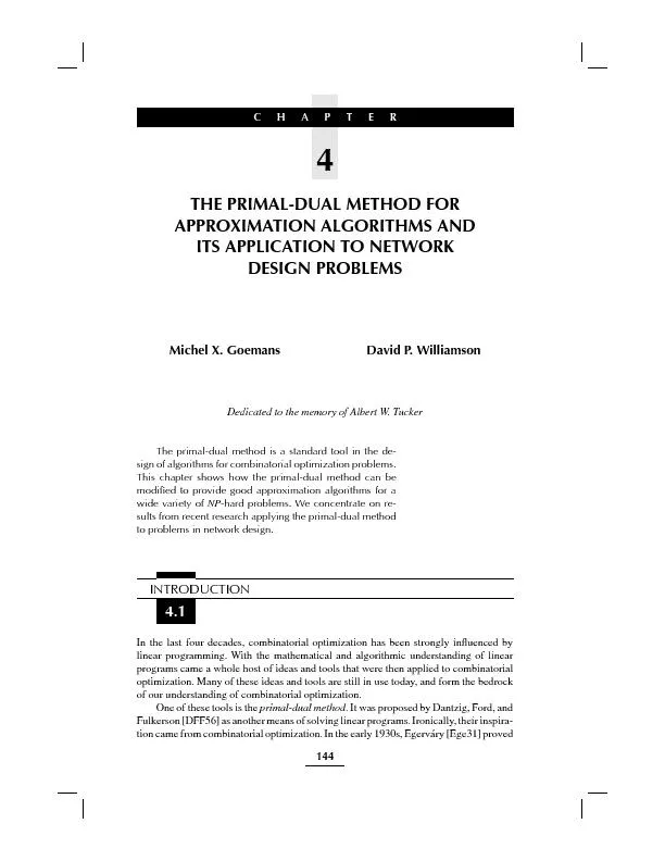 CHAPTER4THEPRIMAL-DUALMETHODFORAPPROXIMATIONALGORITHMSANDITSAPPLICATIO