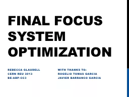 Final focus system optimization