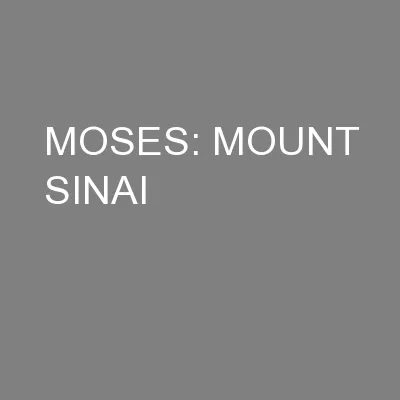 MOSES: MOUNT SINAI