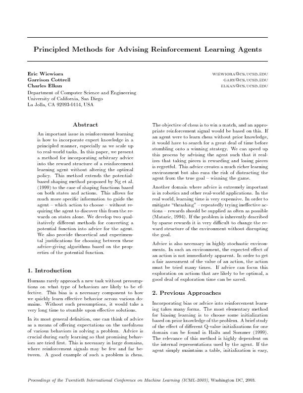 PrincipledMethodsforAdvisingReinforcementLearningAgentsEricWiewiorawie