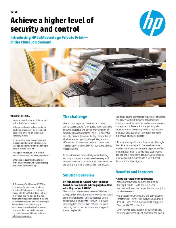 BriefAchieve a higher level of security and controlIntroducing HP JetA