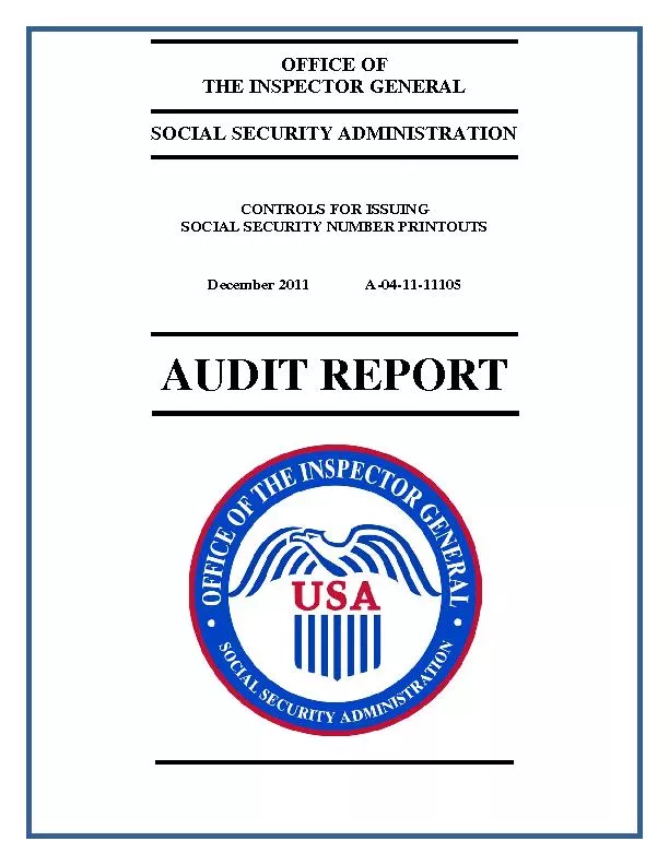 OFFICE OFTHE INSPECTOR GENERALSOCIAL SECURITY ADMINISTRATIONCONTROLS F