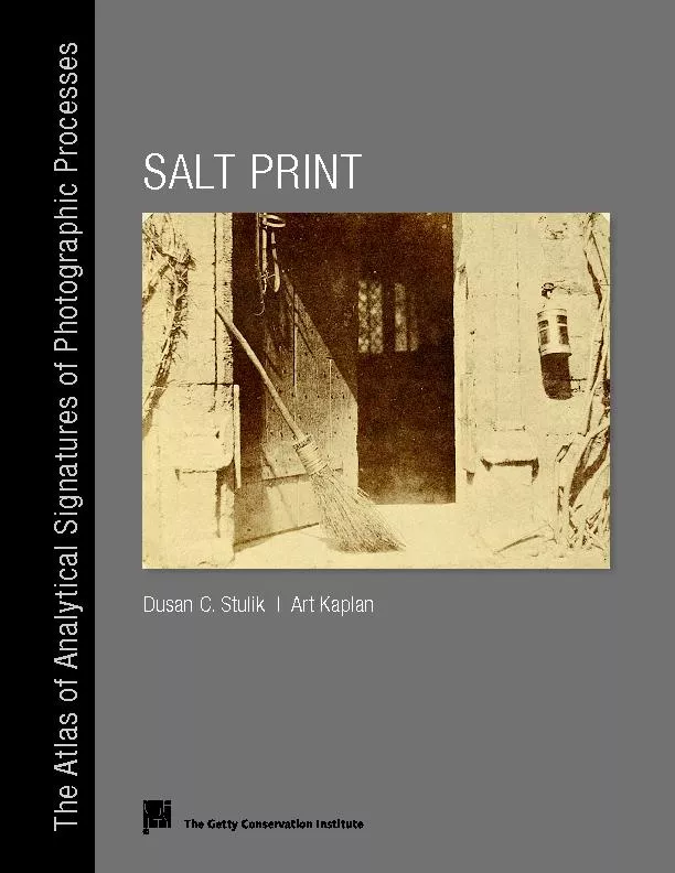 The Atlas of Analytical Signatures of Photographic ProcessesSALT PRINT