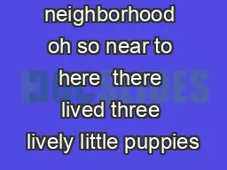 In a neighborhood oh so near to here  there lived three lively little puppies
