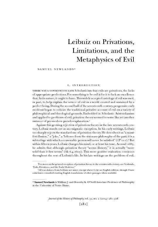 leibniz and the metaphysics of evil