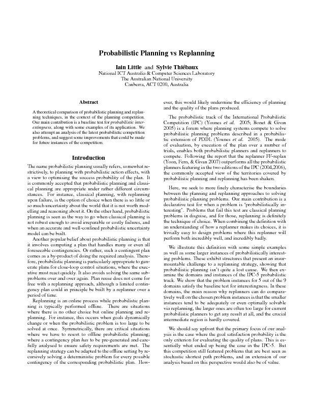 ProbabilisticPlanningForthepurposeofthisanalysis,wedeneaprobabilistic