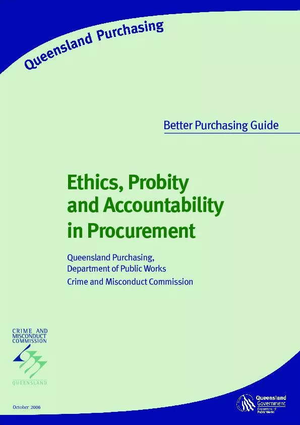Ethics, Probity and Accountability in ProcurementQueensland Purchasing