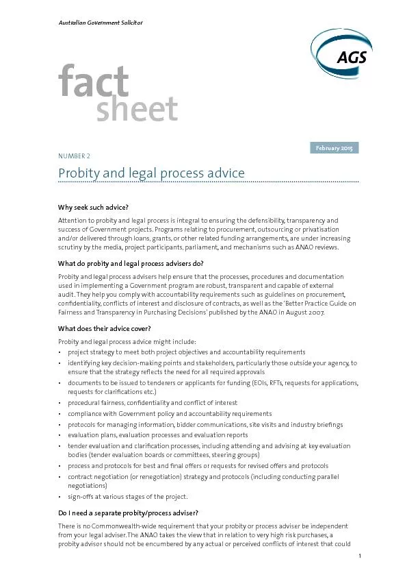 Probity and legal process advice