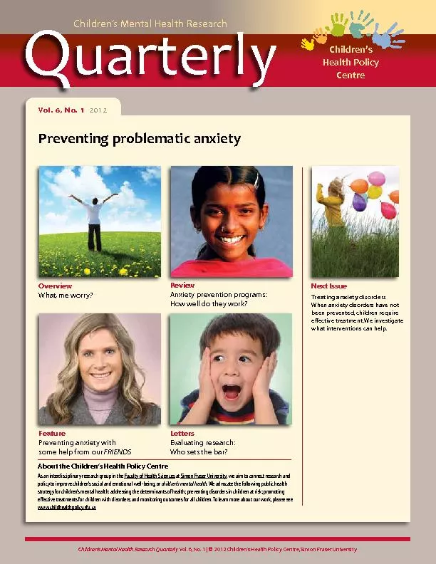 Children’s Mental Health Research Quarterly Vol. 6, No. 1 | 