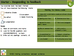 Starter – Responding to feedback