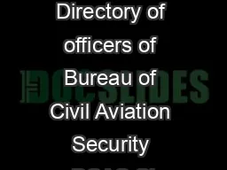 Telephone Directory of officers of Bureau of Civil Aviation Security BCAS Sl