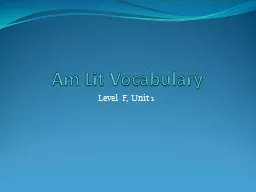 Am Lit Vocabulary