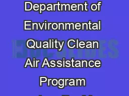 Michigan Department of Environmental Quality Clean Air Assistance Program Jennifer M