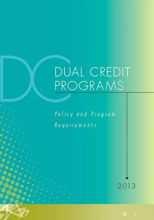 Dual Credit Programs: Policy and Program Requirements