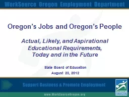 Oregon’s Jobs and Oregon’s People
