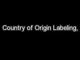 Country of Origin Labeling,