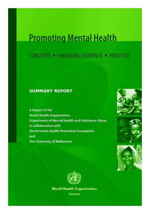 Promoting Mental HealthCONCEPTS  EMERGING EVIDENCE  PRACTICEA Report o