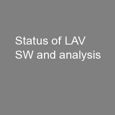 Status of LAV SW and analysis