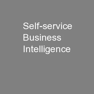 Self-service Business Intelligence