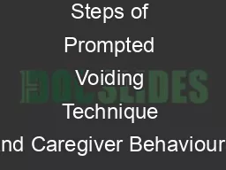 Steps of Prompted Voiding Technique and Caregiver Behaviours