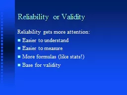 Reliability or Validity
