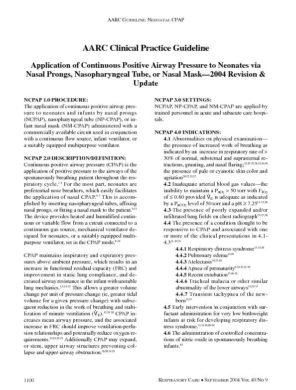 NCPAP 1.0 PROCEDURE:(NCPAP), nasopharyngeal tube (NP-CPAP), or in-fant