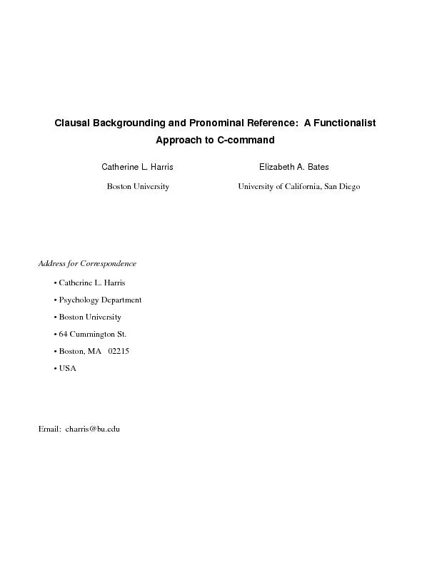 Clausal Backgrounding and Pronominal Reference:  A Functionalist Appro