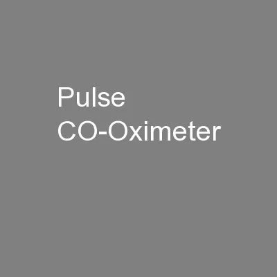 Pulse CO-Oximeter
