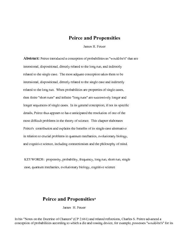 Peirce and Propensities