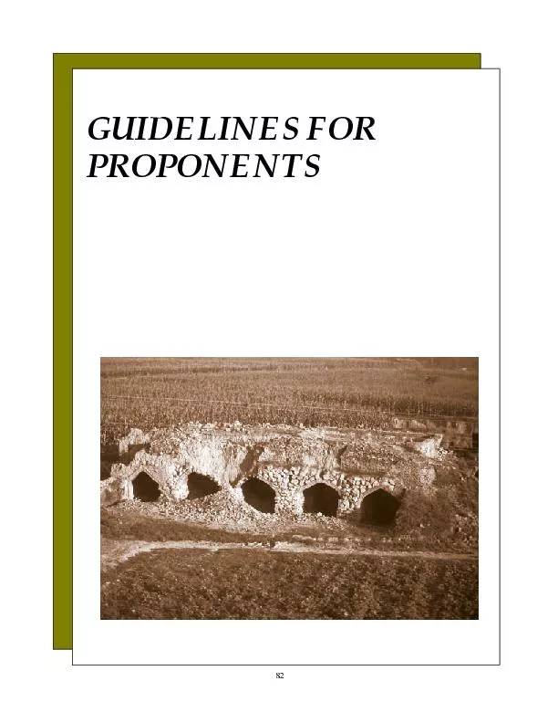 GUIDELINES FORPROPONENTS