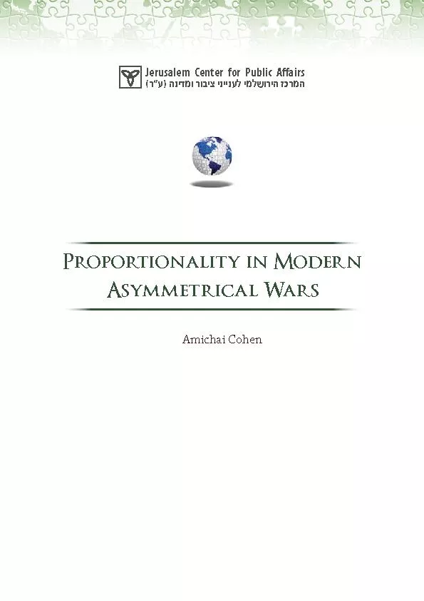 Proportionality in Modern Asymmetrical WarsAmichai Cohen