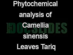 Phytochemical analysis of Camellia sinensis Leaves Tariq