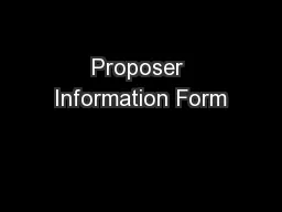 Proposer Information Form