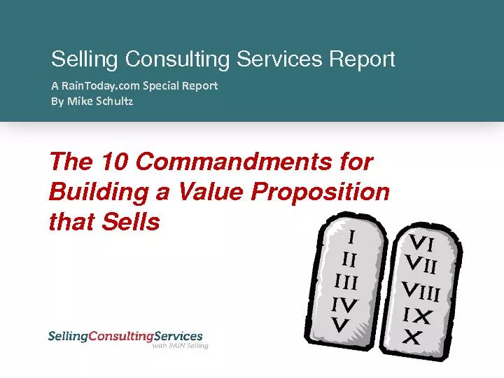 Selling Consulting Services ReportThe 10 Commandments for Building a V