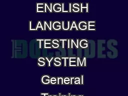 INTERNATIONAL ENGLISH LANGUAGE TESTING SYSTEM General Training Writing  Model An
