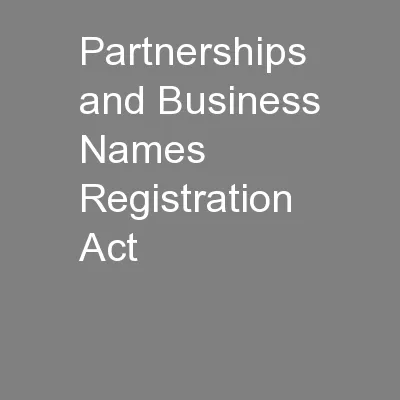 Partnerships and Business Names Registration Act