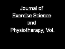 Journal of Exercise Science and Physiotherapy, Vol.