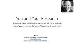 You and Your Research